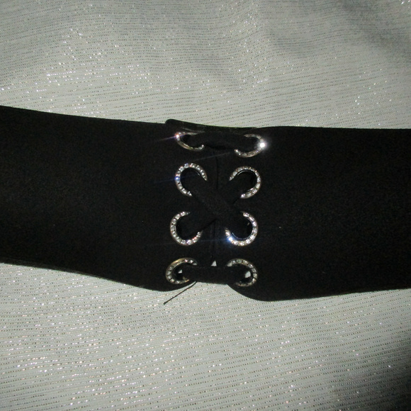 VTG GARAY 100 %  SUEDE RHINESTONE CORSET BELT  BLK main image 6